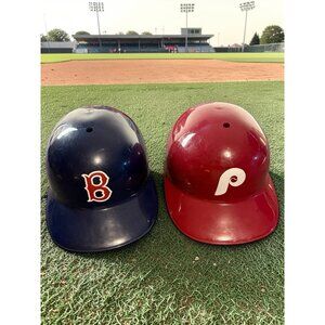 Vintage MLB Souvenir Batting Helmets Red Sox & Phillies Lot of 2